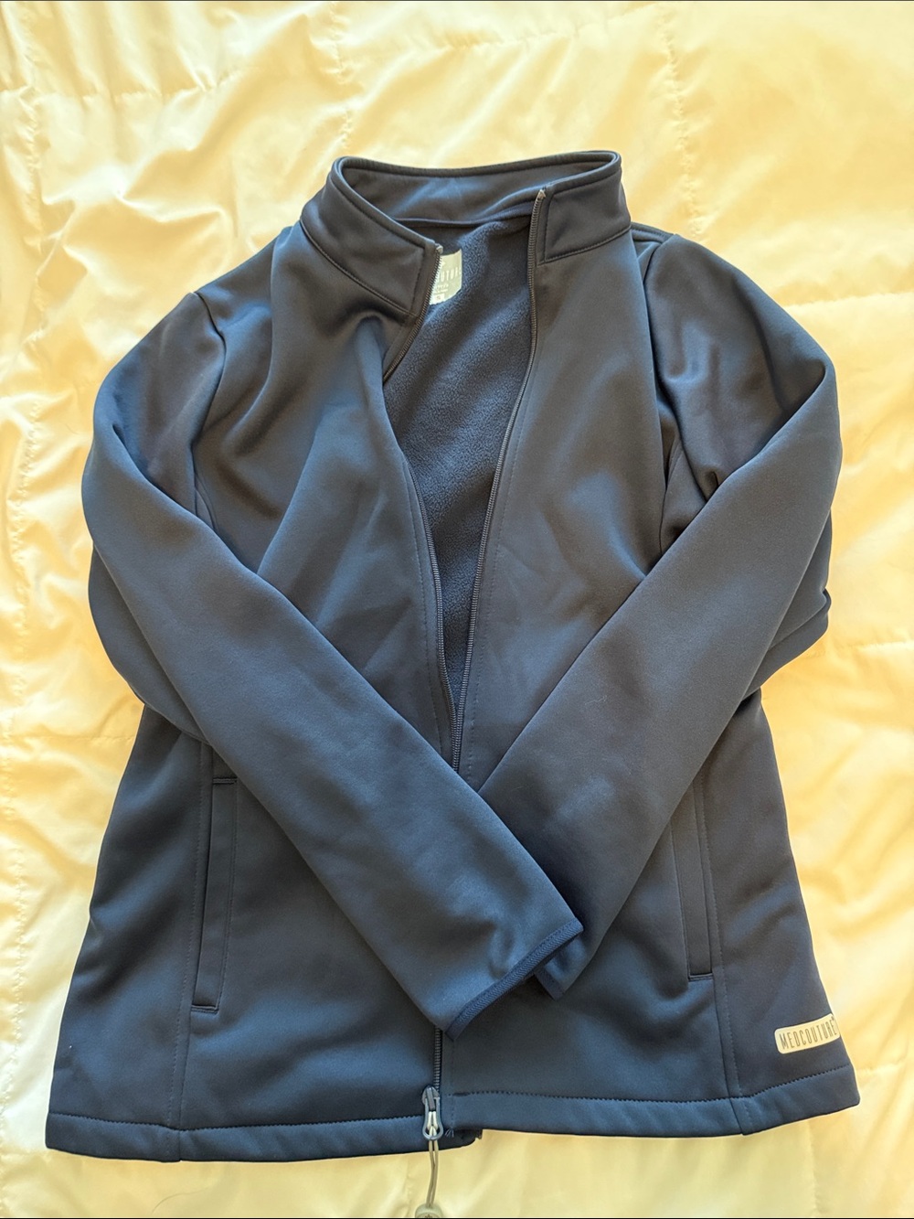 Womens navy soft shell Medcouture scrub jacket
